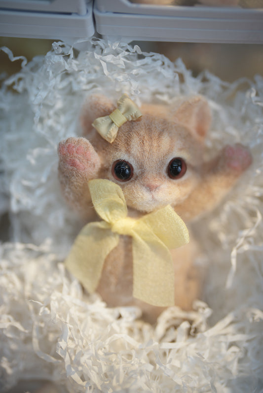 A11: Lovely Ginger Squishy Cat with Yellow Bows